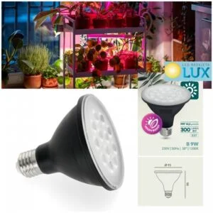 LED ŽARULJA ZA UZGOJ BILJA E27 9W E27 1200K Crna