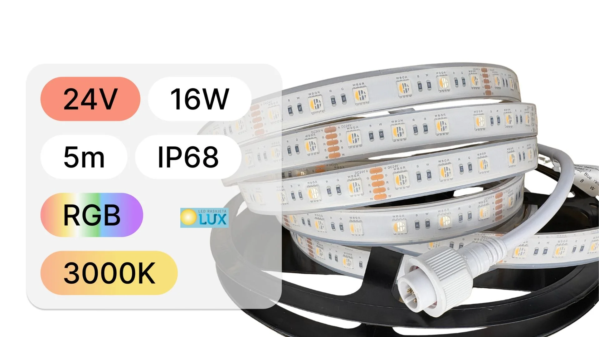 LED TRAKA SMD 5M ZA BAZEN 24V-16W-60 LED-IP68-RGB+3000K