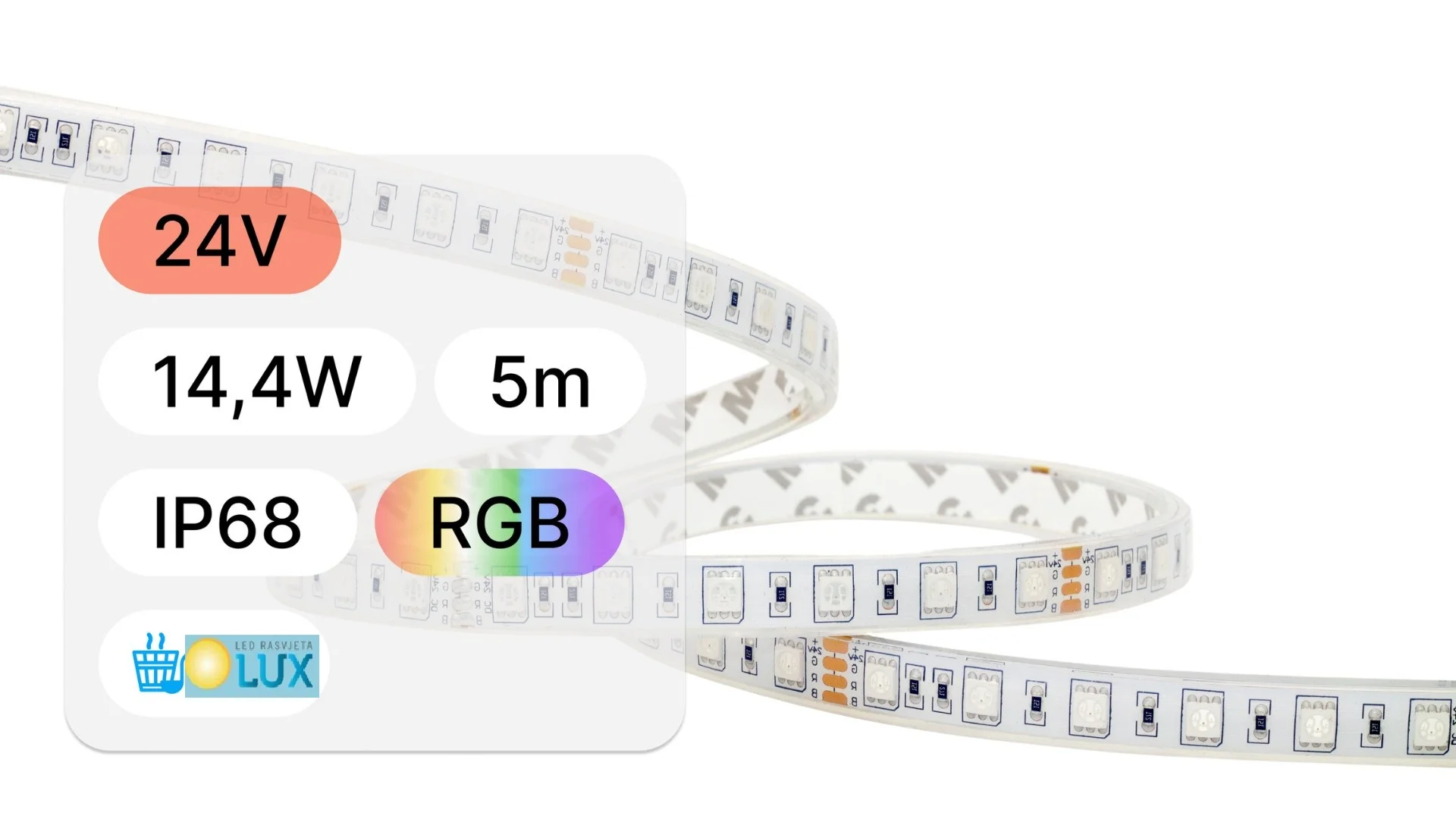 LED TRAKA SMD 5M ZA BAZEN 24V-14,4W-60 LED-IP68-RBG